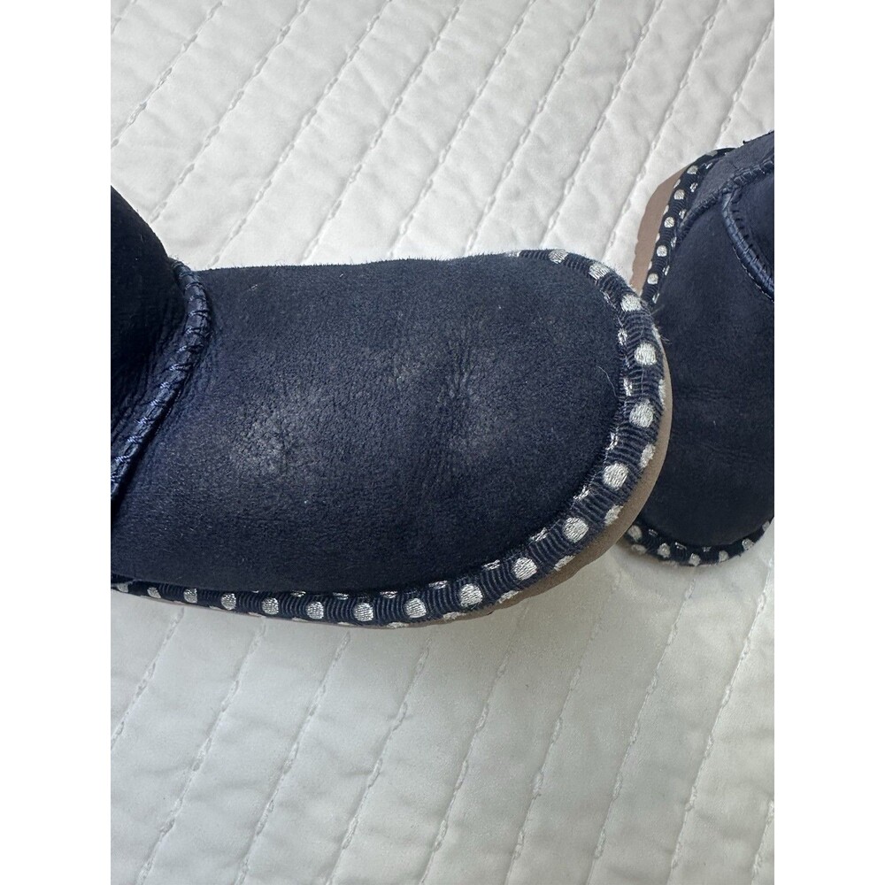UGG Bailey Bow Boots Toddler Girls 6 Purple Suede Polka Dot Sheepskin Fur - Picture 11 of 13